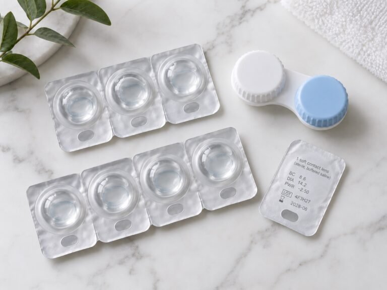 Daily contact lens packs and a contact lens case