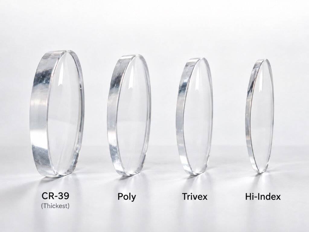 Eyeglass lens thickness compared: CR-39, polycarbonate, Trivex and high-index lens materials