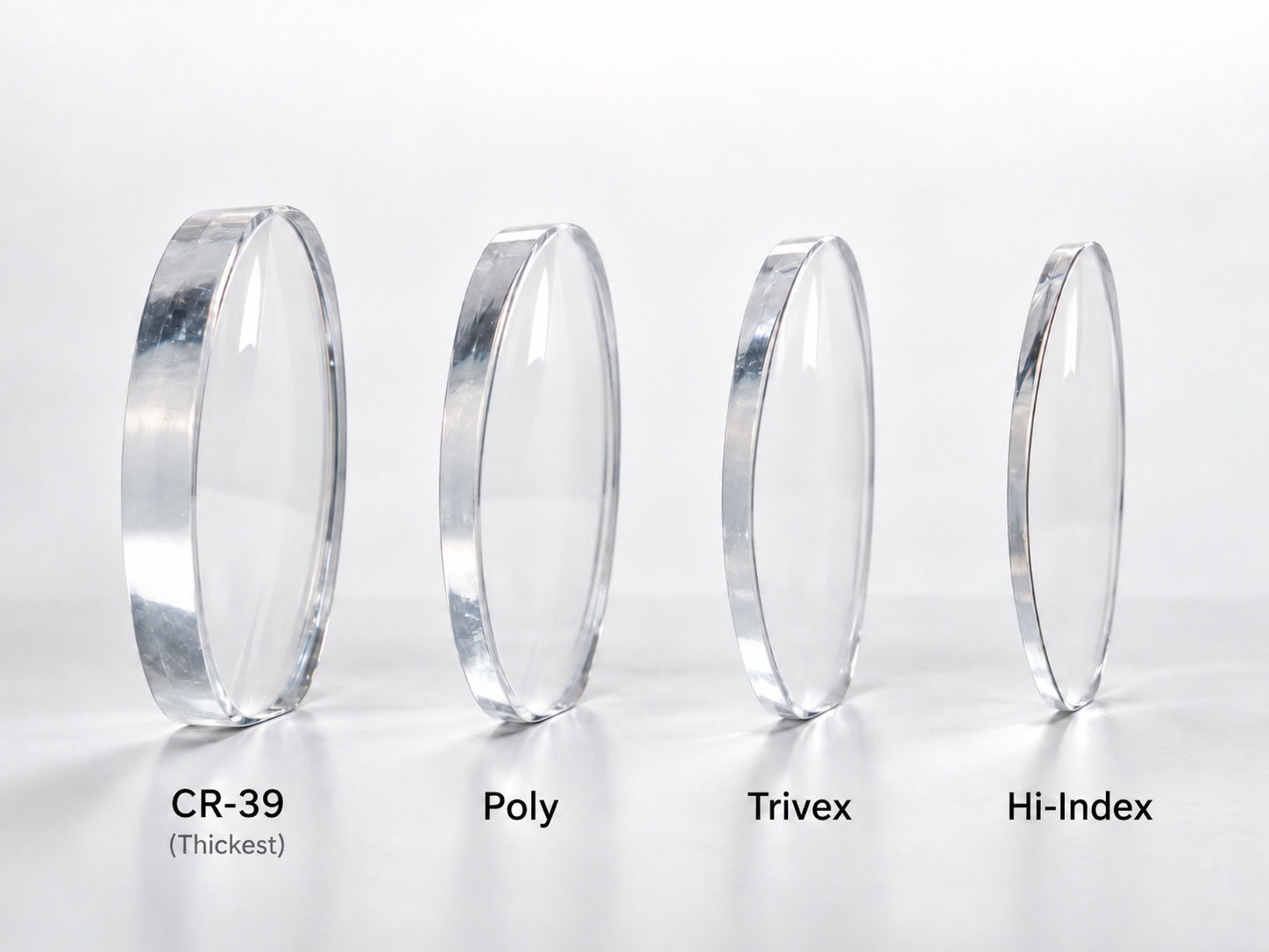 Eyeglass lens thickness compared: CR-39, polycarbonate, Trivex and high-index lens materials